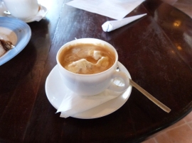 A cup of fantastic coffee from Cafe el Escorial.