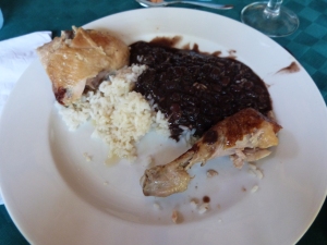Roasted chicken, black beans, and rice at El Aljibe.